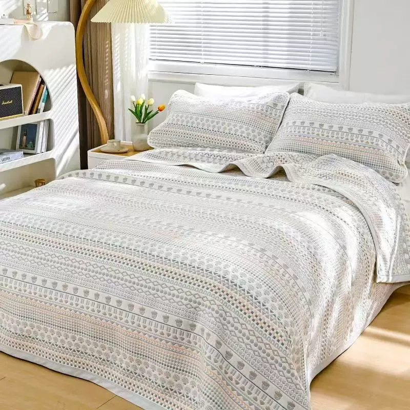 2023新款纱布凉席纯棉六层机洗纱布软席吸汗透气凉感床盖四季床单