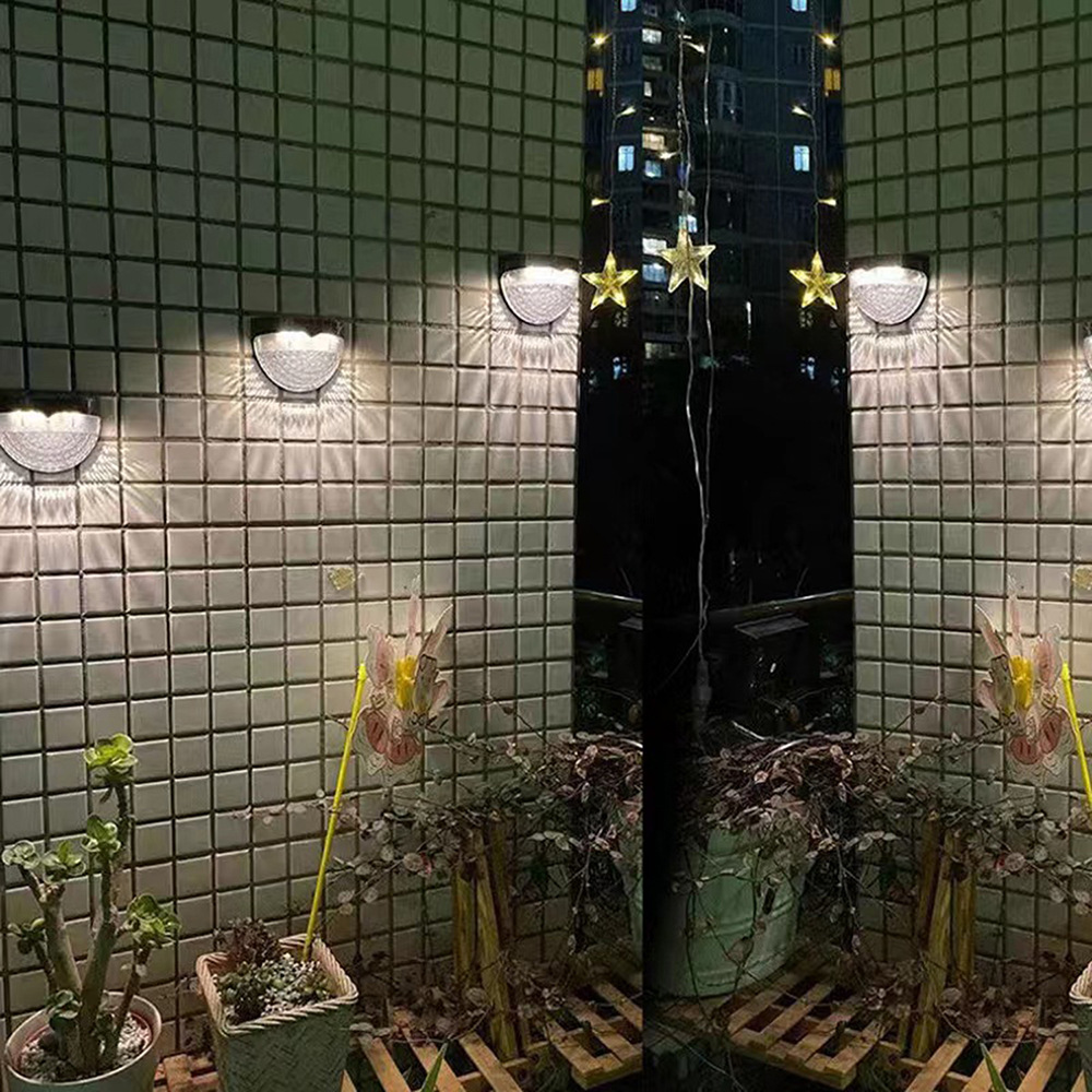 Semicírculo solar 6led cerca luz al aire libre luz sombra noche luz blanco y negro pared luz parche agua gota escalera Luz