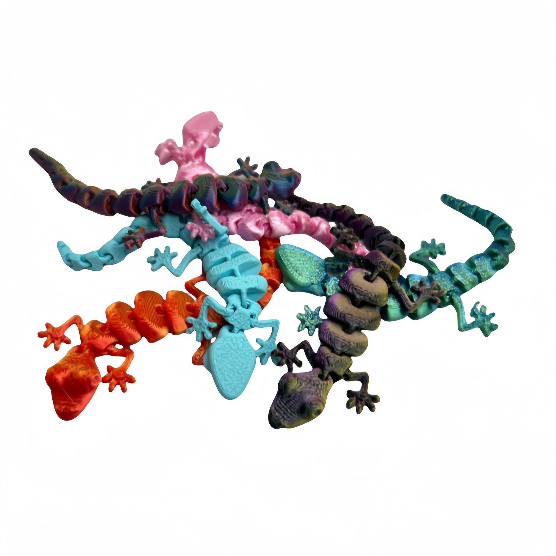 Juguete de gato divertido de gecko de lagarto impreso en 3D Modelo de mascota de rastreo de simulación de articulación móvil Juguete de mascota educativo para niños