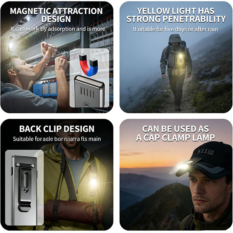 Multifunctional Mini Work Flashlight, Pocket Flashlight, Tactical Flashlight, Magnetic Clip, Portable Flashlight