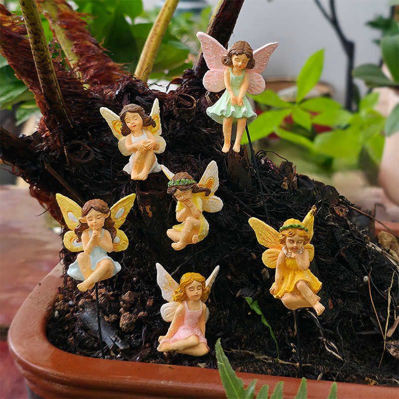  Popular Resin Flower Fairy Ornaments Creative Outdoor Garden Fairy Flower Basin Micro Landscape Decorations