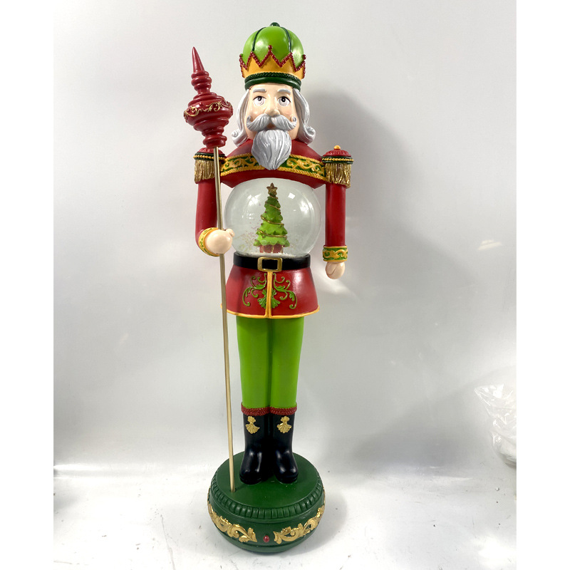 Customizado transfronterizo nuevo cascanueces luces de nieve flotante bola de cristal de Navidad nueces resina ornamentos artesanías