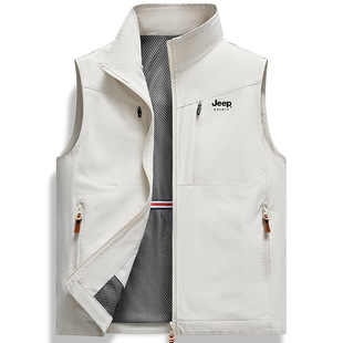 Spring and Autum Outdoor Quick-Drying Vest Men's Vest Sleeveless Workwear Thin Outwear Large Size Stand Collar Vest 6606Jp