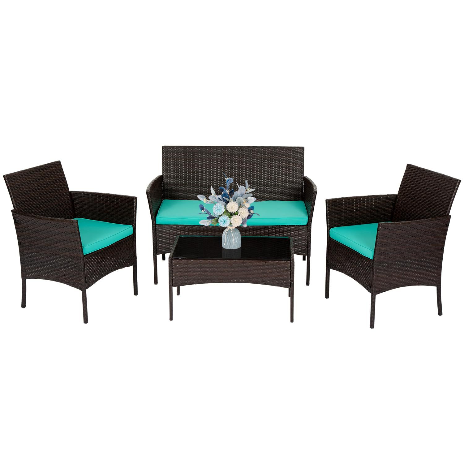 Muebles al por mayor al aire libre 630 cuatro piezas sofá de caña patio terraza balcón Amazon ventas calientes