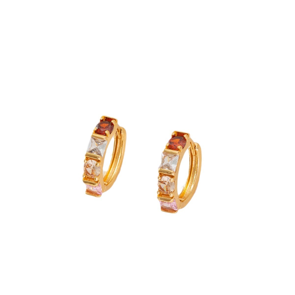 Xyin comercio exterior transfronterizo color zircon ligero de lujo auriculares chapado en oro 18K retrógrado aretes redondos exquisitos y simples