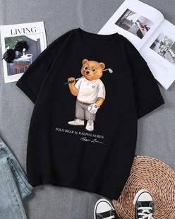 Bear Print Luxury Brand T-Shirt High Quality Casual Women's