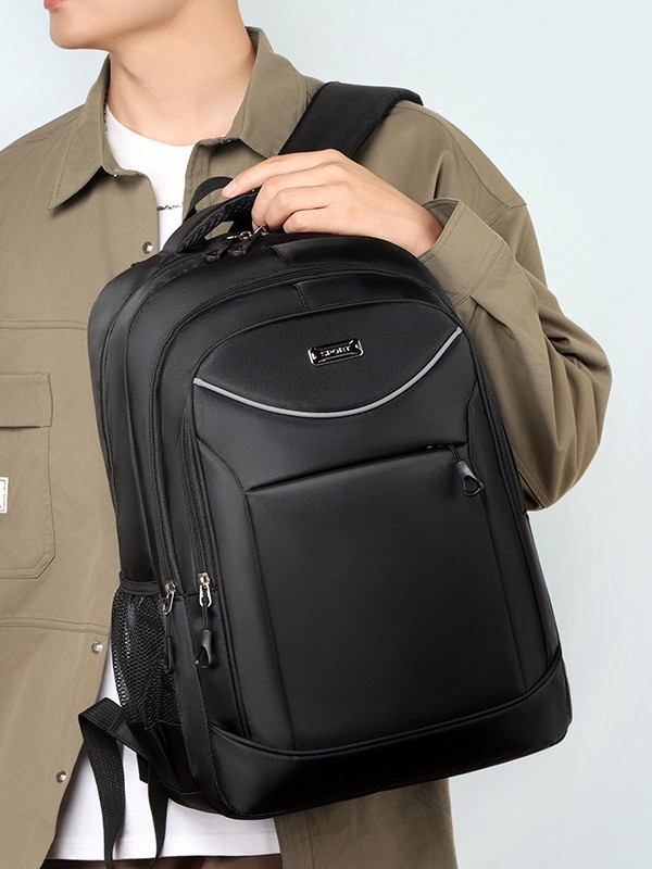 Logotipo de impresión de gran capacidad para hombres, mochila de viaje al aire libre, mochila de moda para estudiantes de secundaria y secundaria.