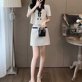 时尚套装女2026夏季新款大码女装韩版气质小香风外套半身裙两件套