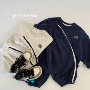 Maibao Kidsren's Suit 2025 Autum Simple Style New Casual Sweatshirt + Sports Pants Two-Piece Set for Boys and Girls