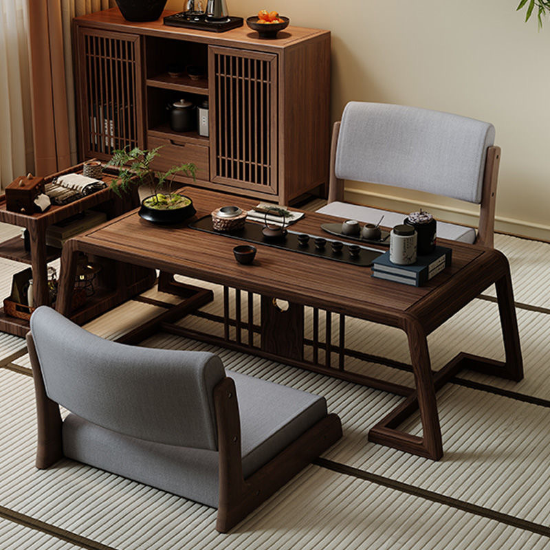 Cama silla confortable, asiento tatami, taburetes de respaldo japonés, silla sin piernas para cama de madera sólida y ventana flotante.
