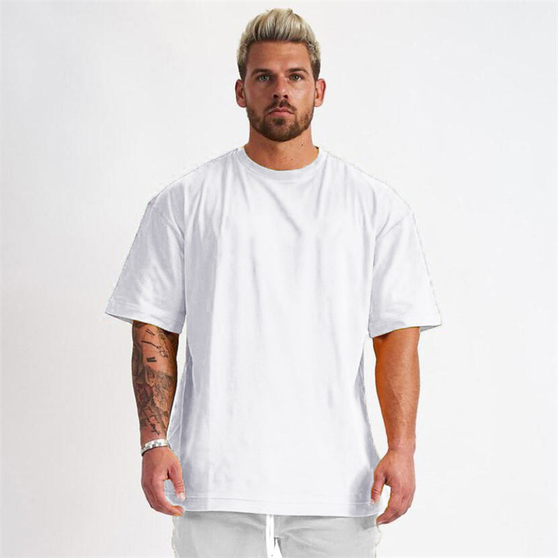 American-Style Loose Sports Short-Sleeve Men's T-Shirt Trendy Brand Fitness Muscle Training Gym Equipment Plus Size Summer Running