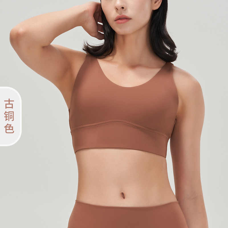 Lycra ropa interior deportiva a prueba de golpes medio de alta resistencia espalda cruzada deportes Chaleco con almohadilla en el pecho sujetador de yoga femenino