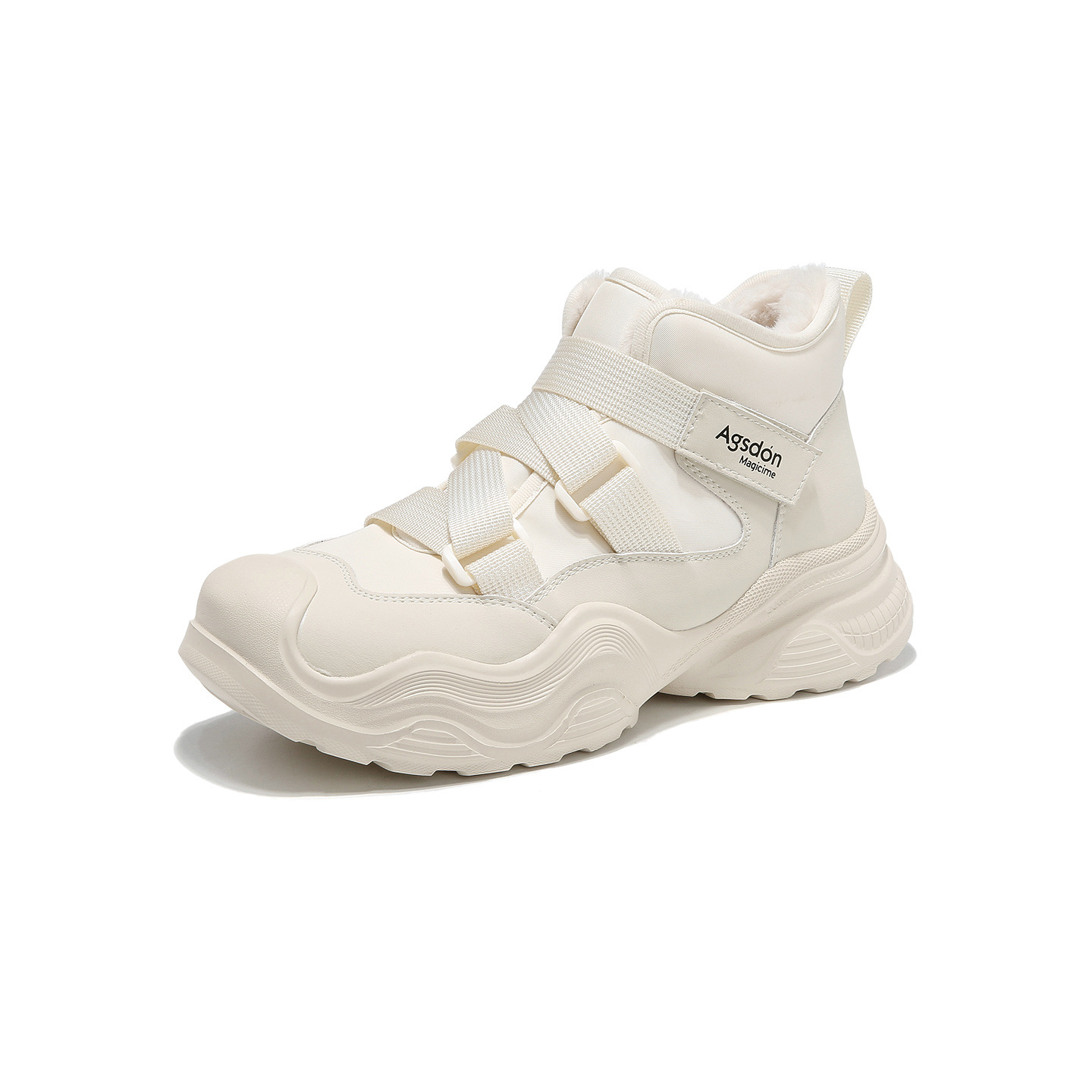 Antiguo león Dengjia terciopelo alto padre zapatos mujeres 2025 nuevo otoño invierno grueso velcro zapatos de algodón suave zapatos deportivos