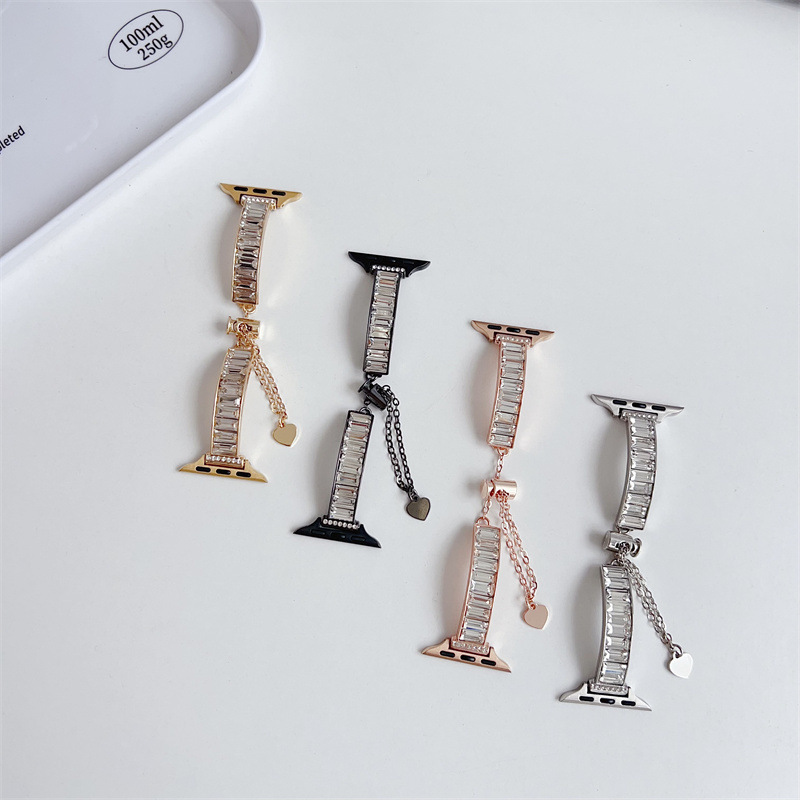 Applicable Strap iWatchs9 Women's Apple Watch s87 Summer Breathable SE Metal 41mm Full Diamond Bracelet S10