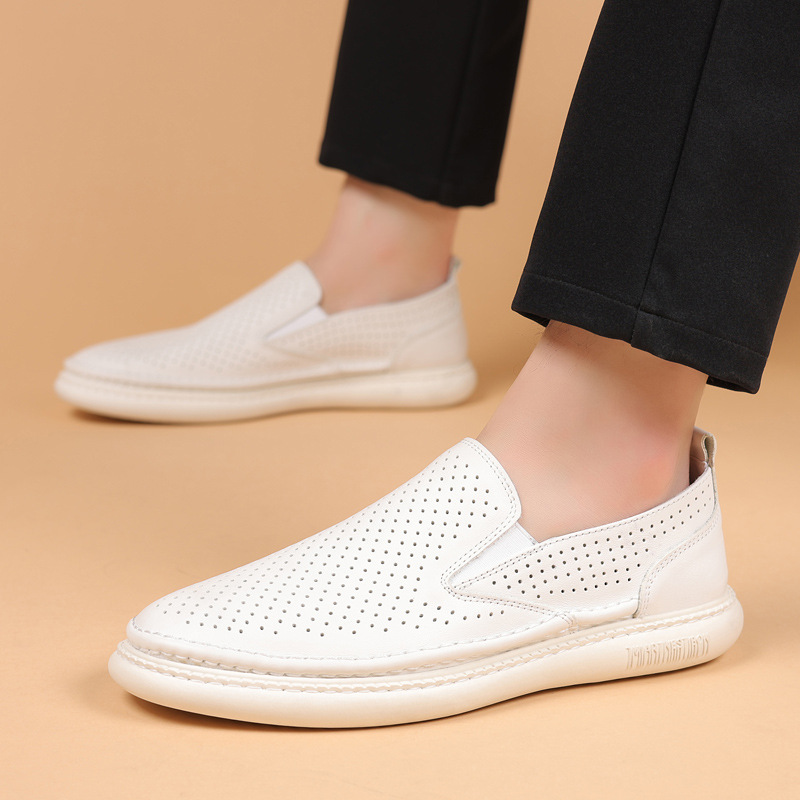 Piel de vaca de primera capa de verano nuevas sandalias para hombres zapatos de cuero con agujeros huecos zapatos de cuero transpirables para hombres zapatos casuales zapatos