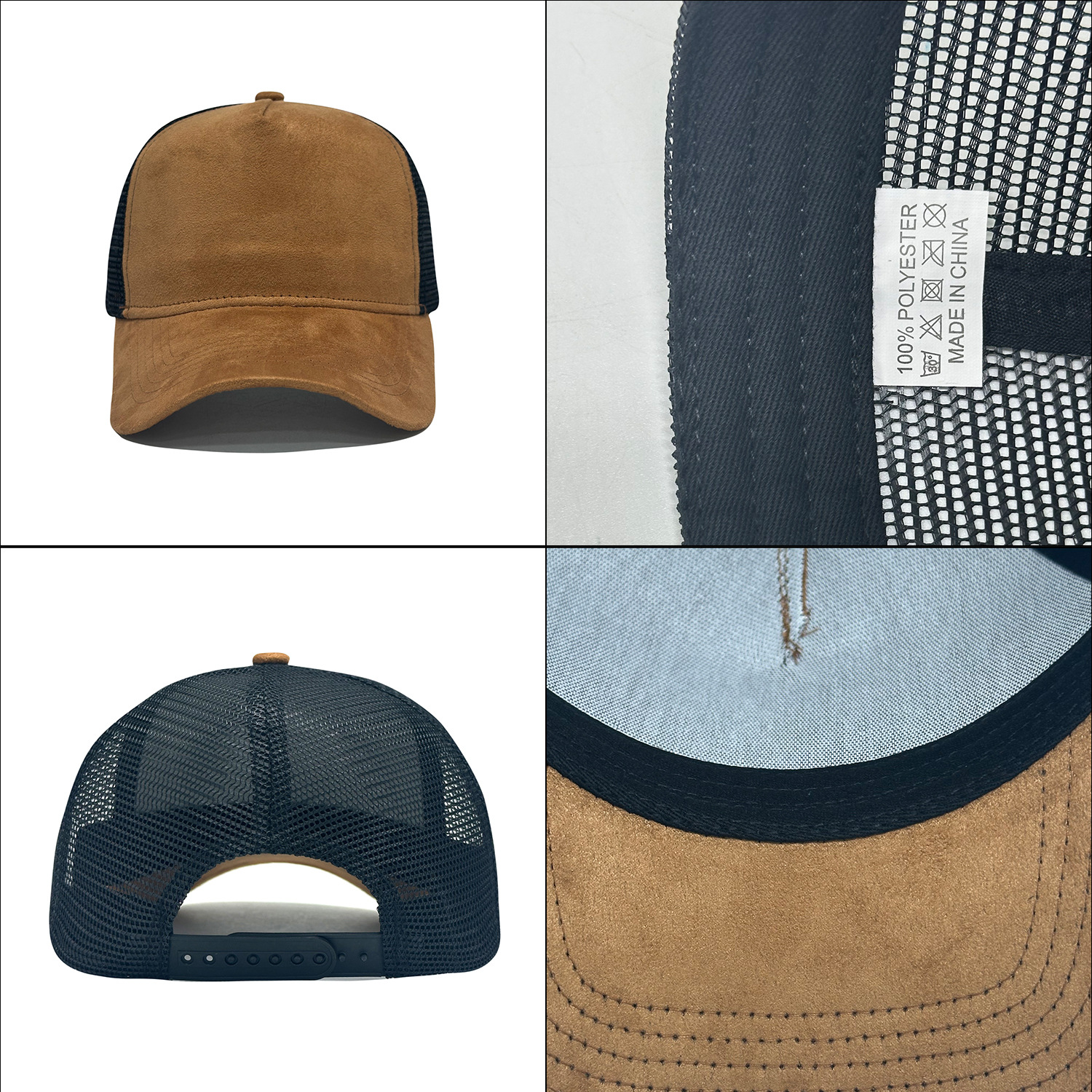 Cinco piezas de gorra de red de gamuza para hombres de verano al aire libre sombrero de protección solar sombrero de red transpirable sombrero de béisbol personalizado