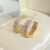 Fashionable universal advanced earrings, diamond encrusted, simple and elegant design, light luxury style