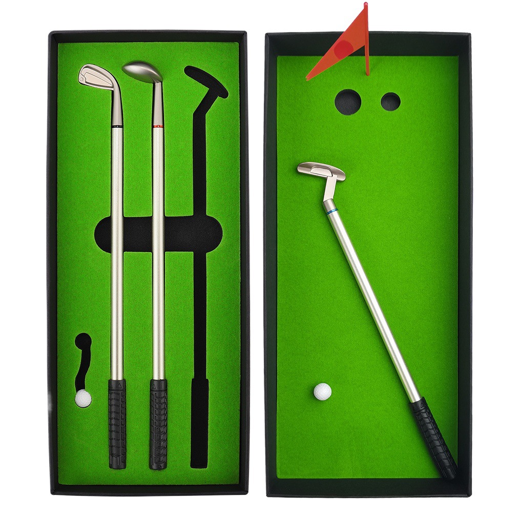 Cross-border en stock adolescentes Metal Bolígrafo Golf Club caja Pluma Mini Club Traje de golf