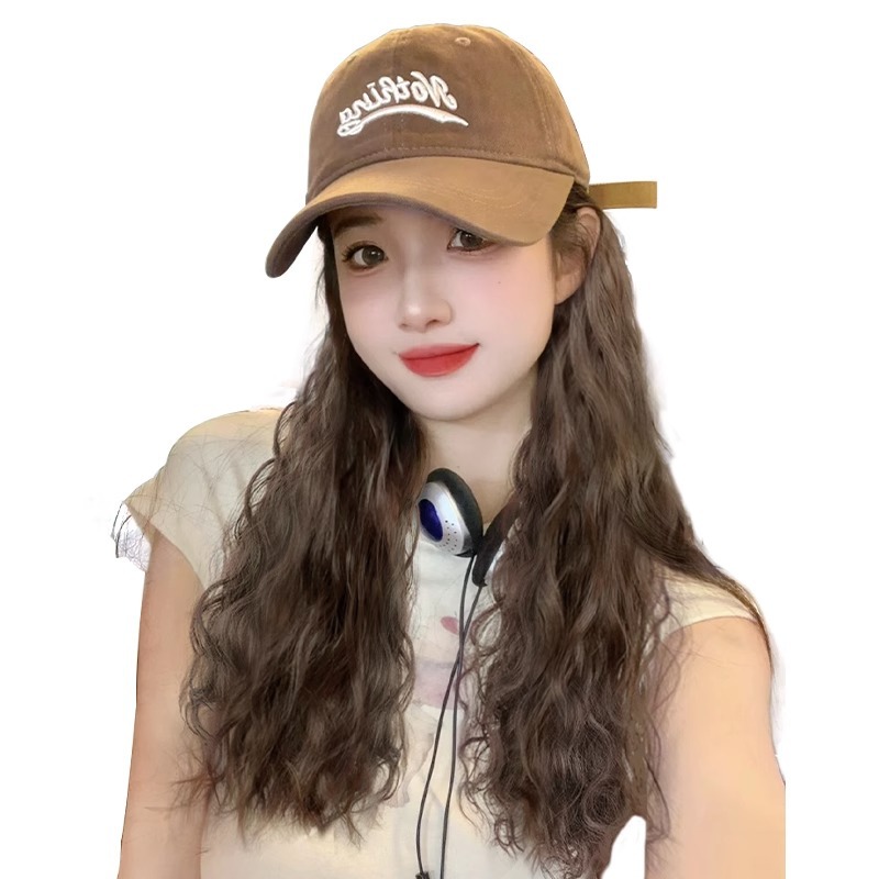 Sombrero Peluca de una pieza mejora pelo artificial moda perezoso rollo de lana Nueva versión ala de gran tamaño peluca cubierta de la cabeza completa