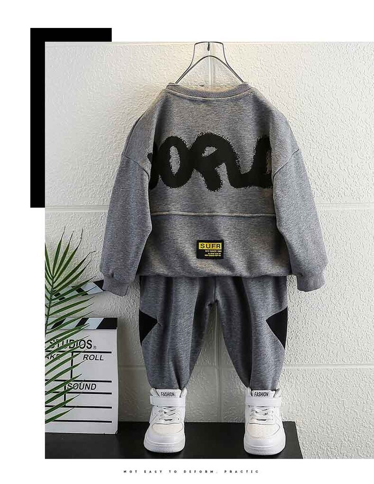 Boys' Lightning 2024 Spring and Autumn New Style Handsome Casual Hoodie Sports Set Children's Clothing_voghion.com