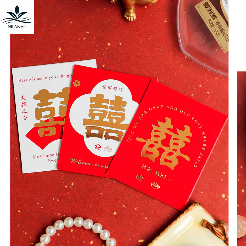 Tarjetas de felicitación estampadas de oro para bodas festivas tarjetas postales nuevas flores de estilo chino decoraciones de flores colgantes diy