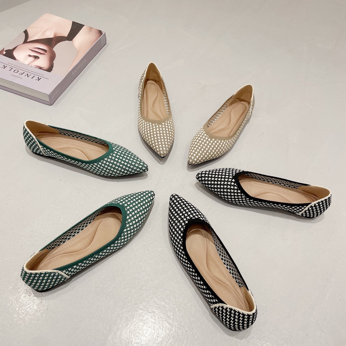 Damen Ballerinas Prinzessin Stil Gestrickte Flache Schuhe_voghion.com