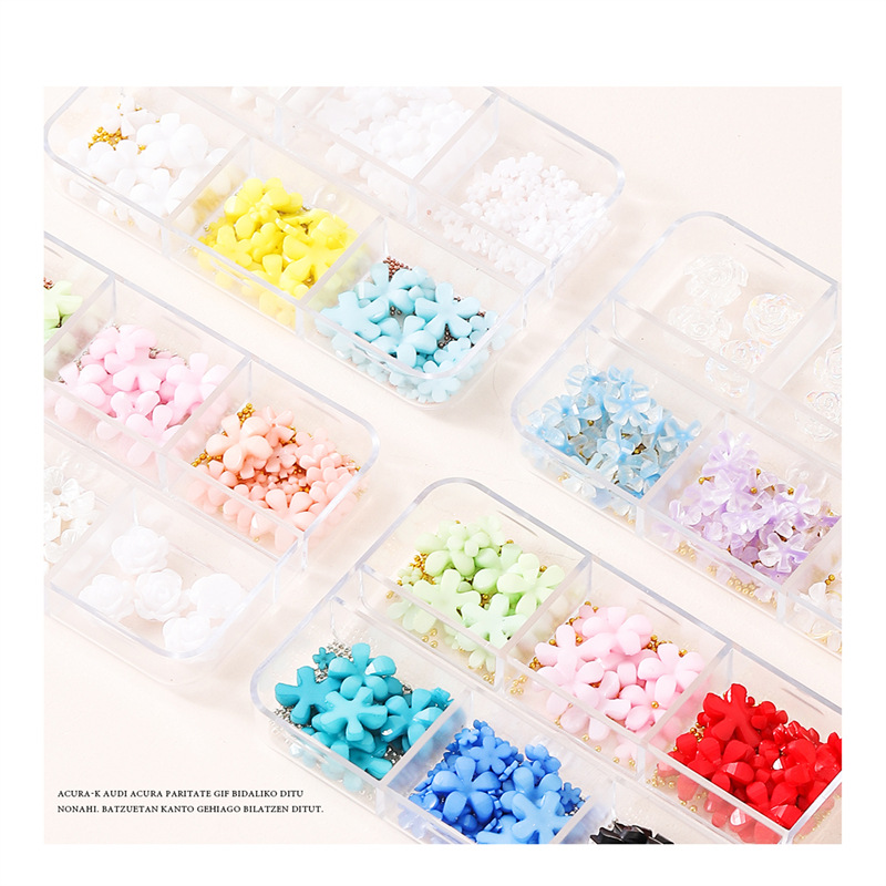 3D tridimensional Camelia resina de cinco pétalos Flor de uñas de joyería Nuevo estilo japonés manicura mixta de cinco pétalos flor de la joyería