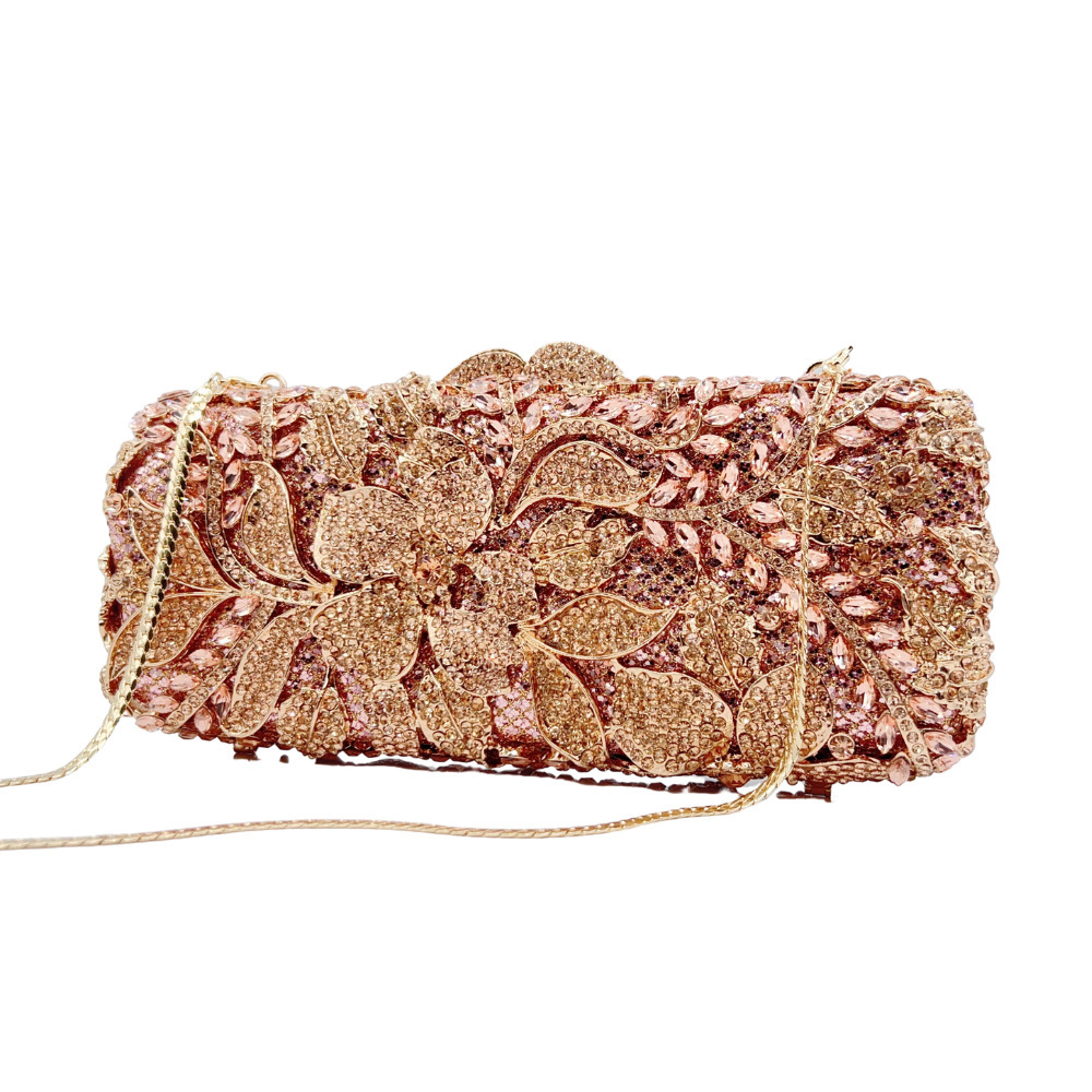 Bolsa de mujeres hueco transfronterizo floral bolsa de diamantes bolsa de cena europea y americana fiesta de diamantes lleno de mano bolsa de mujer vestido