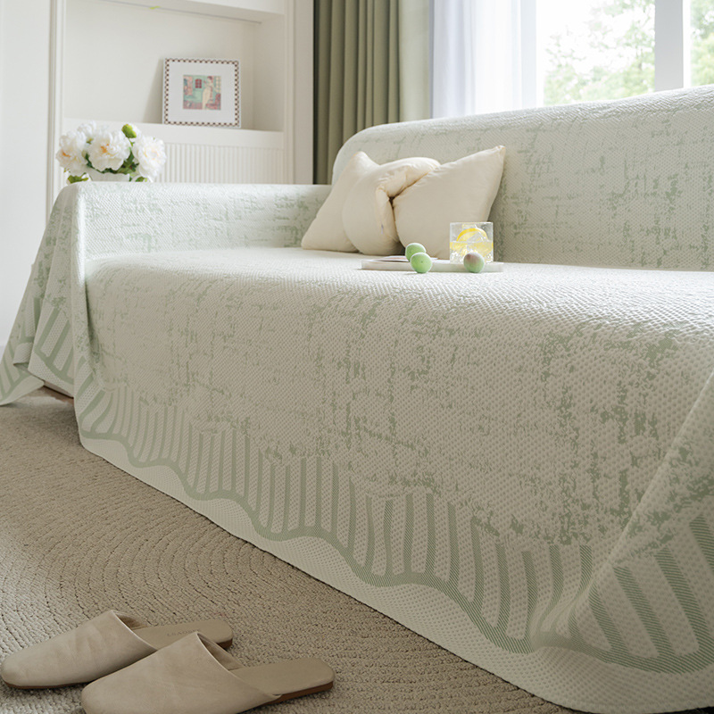 Summer Machine Washable Ice Silk Sofa Cushion Cool Breathable Comfortable Cover Towel Living Room Blossom Texture Non-Slip Home Decoration