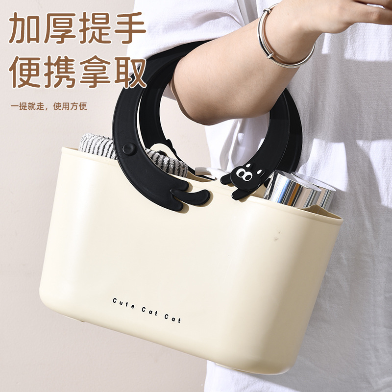 Cesta de baño de la serie de gatos Cesta de almacenamiento de baño Cesta de almacenamiento de bocadillos de picnic Cesta de almacenamiento de bocadillos Cesta de almacenamiento de viento adorable Cesta de almacenamiento de mano