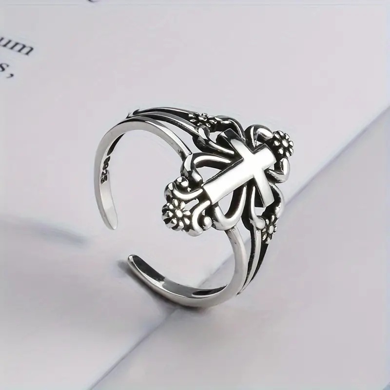 Kayi's New Cuff Ring, Cross, Unisex Flower Design, Paired with High Quality Jewelry_voghion.com