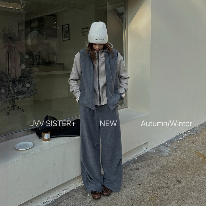 [Special Offer, Non-Refundable, Non-Exchangeable] Original Price 315 Yuan, Stand-Up Collar Reversible Vest and Casual Pants Set for Women, Trendy 00708