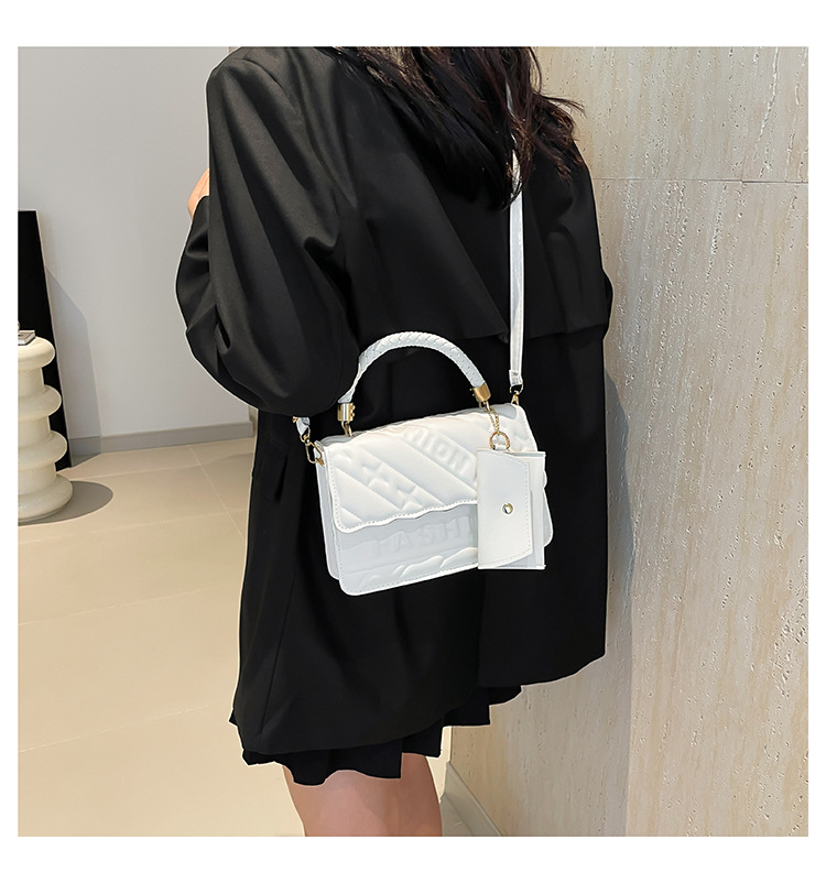 Ladies' candy-colored stylish handbag, 2024 autumn new ins single-shoulder crossbody bag, stylish embossed small square bag undefined
