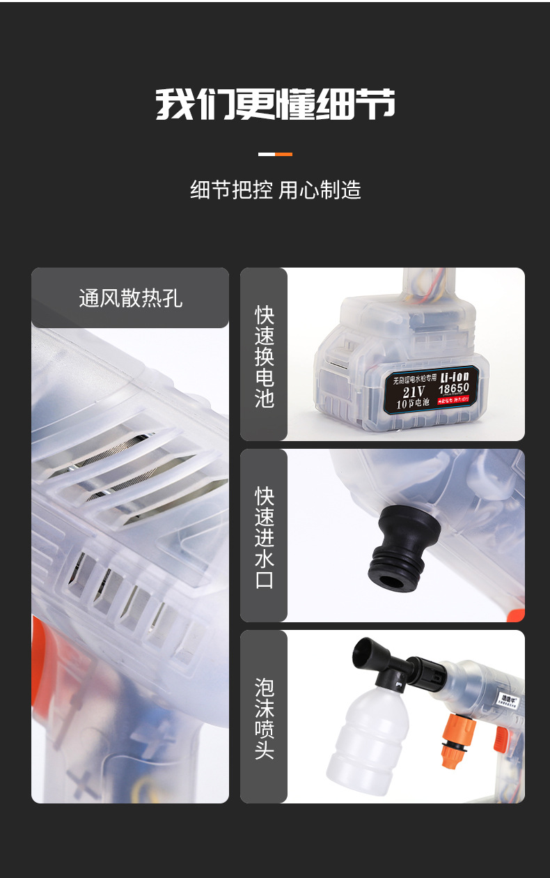 Customized Wireless Car Washing Machine, Portable High-Pressure Water Gun for Cars, High-Power Vehicle-Mounted Lithium Battery, Household Electric Car Washing