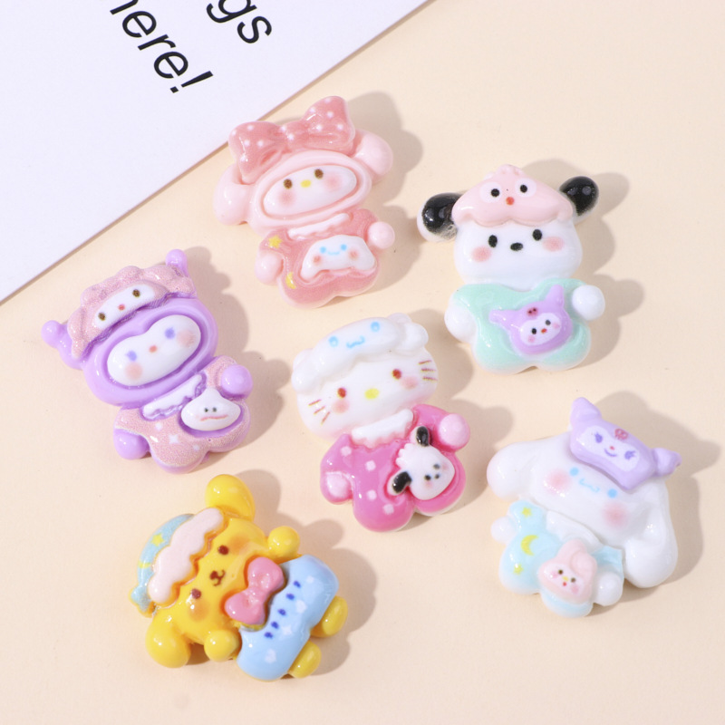 만화 잠옷 강아지 DIY 크림 접착제 휴대 전화 케이스 신발 키 체인 머리핀 수지 보석 액세서리 도매