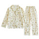 New pastoral style spring and autumn double-layer cotton gauze pajamas women can wear outside long-sleeved trousers pajamas home wear suit