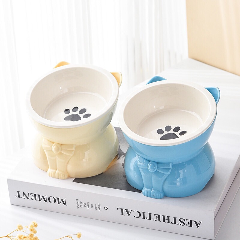 Cute Ceramic Black Cat Bowl for Drinking Water and Eating, Cat Food Bowl, Cervical Vertebra Protection Cat Food Bowl, Elevated Pet Bowl