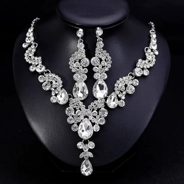 7# Water Drop Flower Vine Necklace Set (G49133)