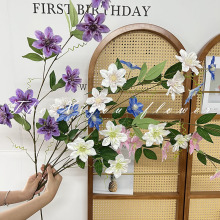 垂吊铁线莲杜鹃仿真花轻奢高档摆设客厅餐桌干花束装饰摆件套装