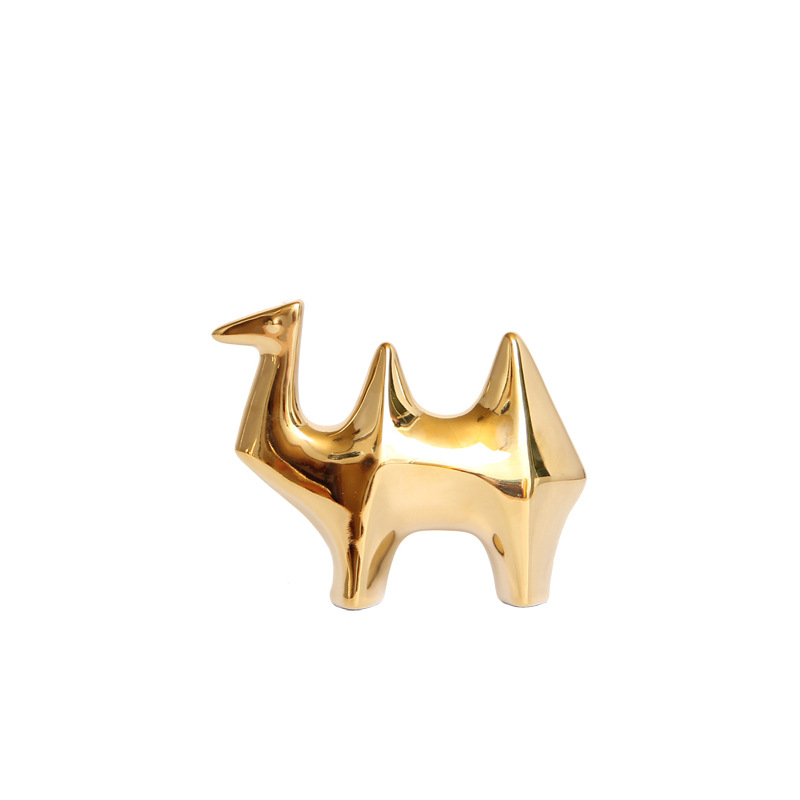 Decoración de camello de cerámica creativa dorada decoración del hogar sala de estar vinos gabinete de televisión decoración de porcelana pequeña decoración