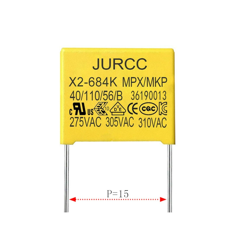 JURCC X2 защитный конденсатор 684K 310VAC 0.68µF X2 сертифицированный пленочный конденсатор безопасности