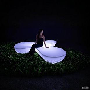 Three-Leaf Stool Mall Park Commercial Display Cultural Tourism Outdoor Leisure Chair Plastic Glowing Colorful Changing Luminous Beach