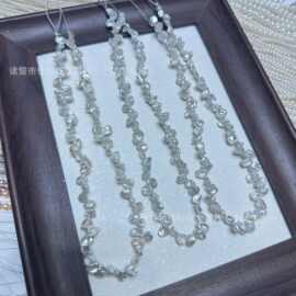 6-7mm碎银子花瓣项链巴洛克异形珍珠基本无暇银冷光半成品串链diy