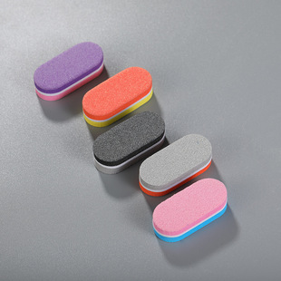 Mini Manicure Rub Strip Oval Double-Sided Polishing Block Nail File Two-Color Sponge Rub Strip Polishing and Shaping Nail File