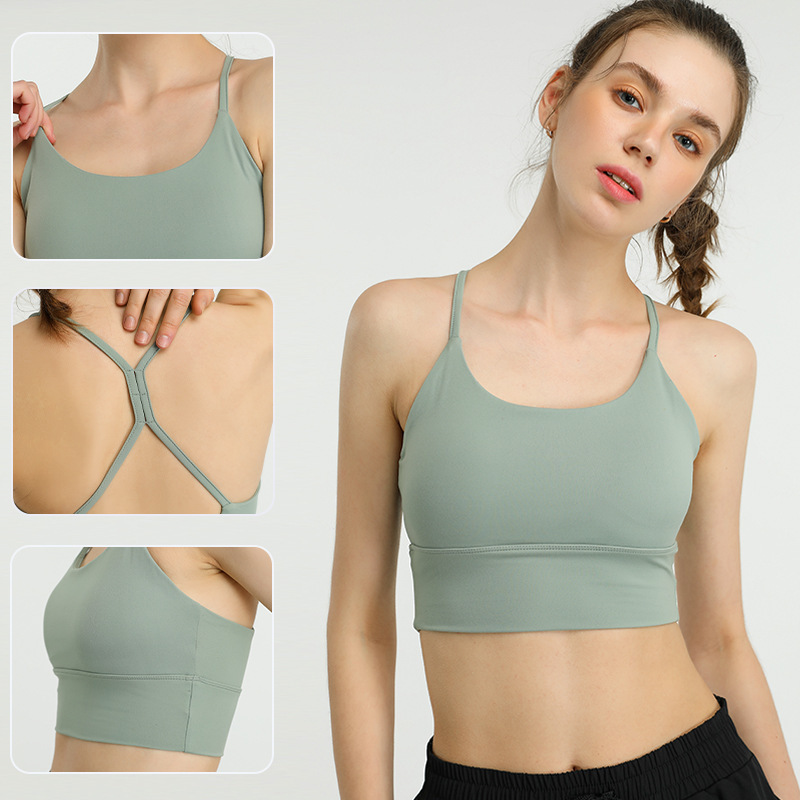 Lulu Sports Bra Yoga Bra Quick-Drying Running Vest Shock-Proof Gathering Fitness No Underwire Fitness Beautiful Back