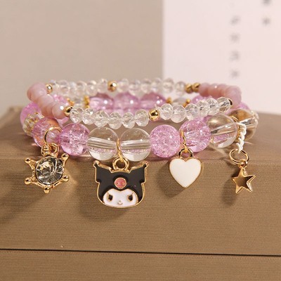 Corea del Sur fresco lindo conejo chica pulsera en línea celebridad niña flor caliente cristal pulsera chica novias pulsera