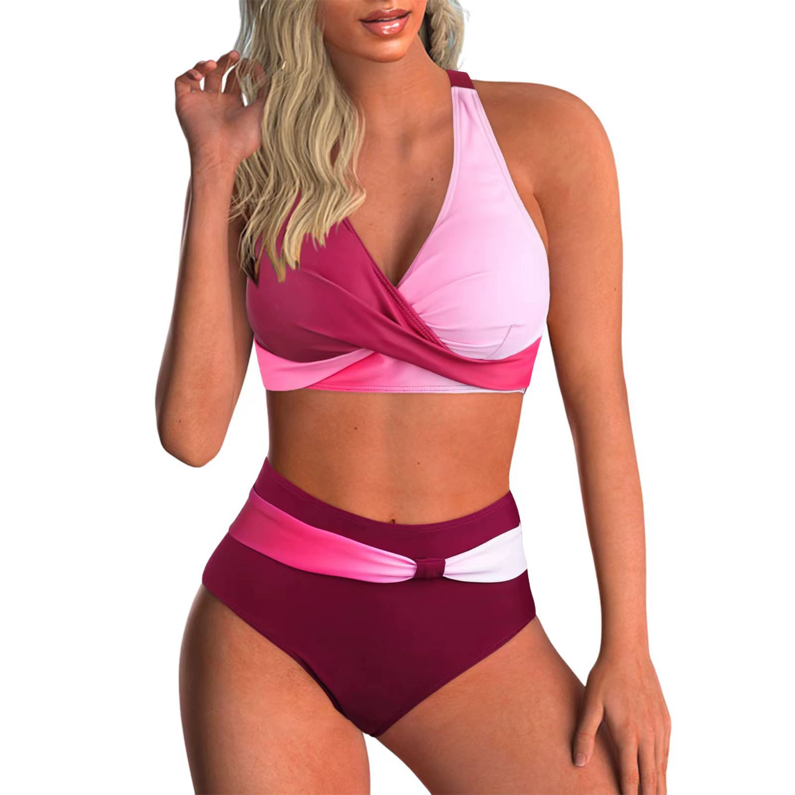 Новое полосатое бикини с высокой талией, европейский и американский внешнеторговый многоцветный сексуальный разделенный купальник для морского пляжа, разделенный купальник