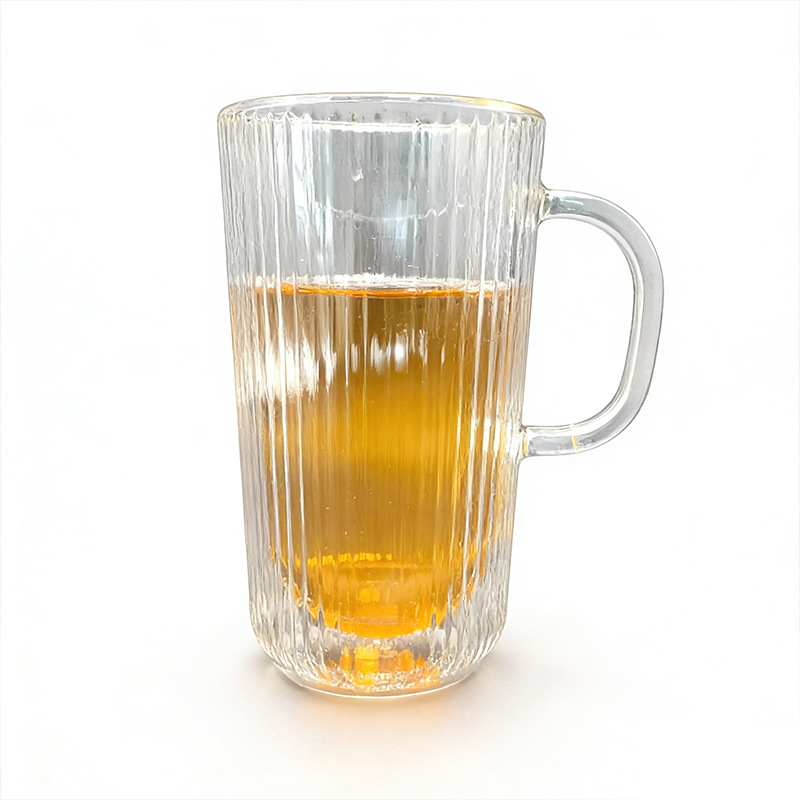Fabricante vertical taza de cerveza de doble capa ins simple taza de jugo casera taza de café taza de leche de alto valor de vidrio
