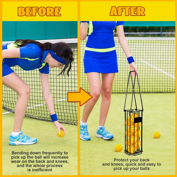 Portable Iron Cage Pickleball Ball Picking Frame Outdoor Tennis Ball Picking Artifact 40 Holes Injection Molding and Rotational Molding Integrated Pickleball