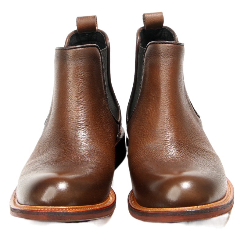 Classic Chelsea Boots Round Toe Retro Hand-polished Color Top Layer Cowhide Men's Boots High-top Shoes Slip-on 531-7